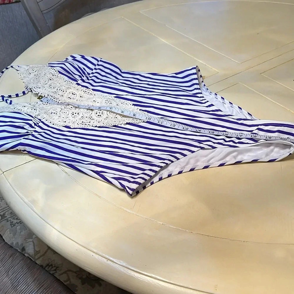 Royal Blue and White extra large woman’s one piece swimsuit - Picture 7 of 7